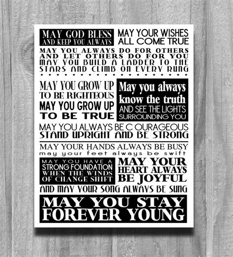 Forever Young Print Song Lyrics Bob Dylan by PrintsbyChristine