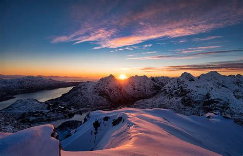 Earth, Landscape, Mountain, Nature, Norway, Snow, Sunrise, HD wallpaper ...