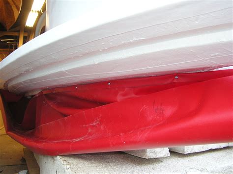Attaching the bag skirt onto the underside of the hovercraft's hull. | Hovercraft diy, Build ...