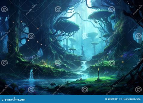 Anime Animals: Magical Forest with Mystical Creatures Stock ...