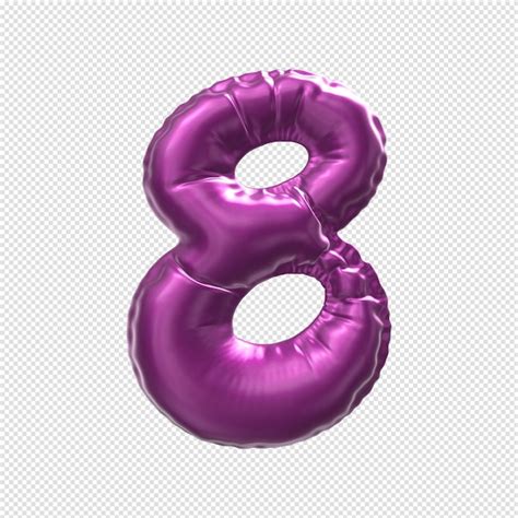 Premium PSD | Purple balloon with the number 8 on it