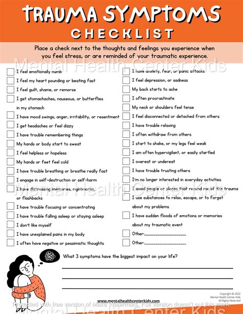 Trauma Symptoms Checklist – Mental Health Center Kids