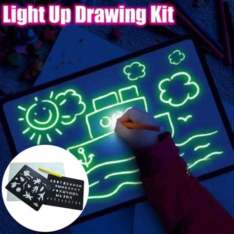 Light up Drawing Fun Developing Toy Draw Sketchpad Board Portable for ...