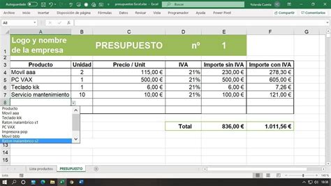 Presupuestos en Excel DIY crea tu mismo la plantilla