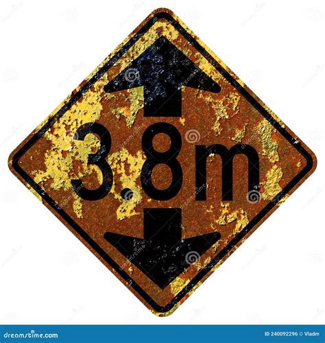 Old Rusty American Road Sign - Metric Low Clearance Stock Illustration - Illustration of states ...