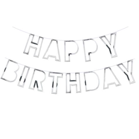 Silver Hollow Happy Birthday Banner – Party Splendour