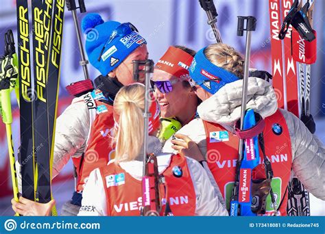 Biathlon IBU World Cup Biathlon 2020 - 4x7.5 Km Women Relay Editorial Photo - Image of women ...