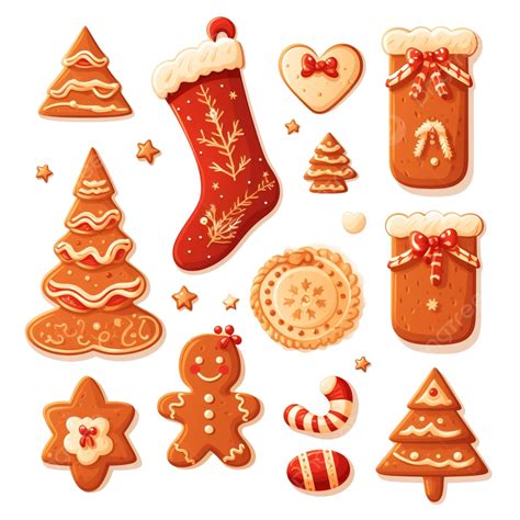 Christmas Cookie Set, 3d Vector Ginger Biscuit Xmas Cute Cookies House, Socks, Heart PNG ...