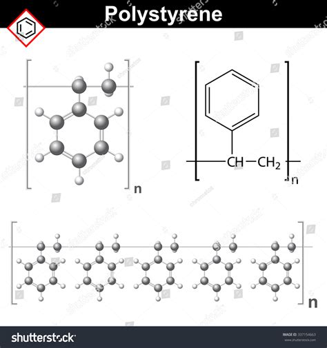 Polystyrene Polymer Chemical Structure Model Molecule Stock Vector ...