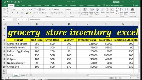 grocery store inventory excel in 2020 | Grocery store, Grocery, Excel