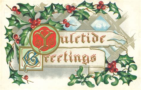 Yuletide Greetings Antique Digital Download Postcard - Etsy