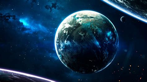 Earth Wallpaper 4K, Cosmos, Stars, Blue, Planets