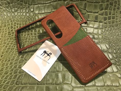 Samsung Galaxy Z FOLD 3 Leather Case Genuine Natural Leather 2 Credit Card Slots TYPE 1 to Use ...