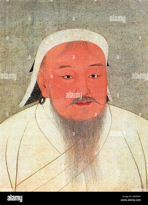 Genghis Khan (c.1162-1227), portrait of the founder of the Mongol ...