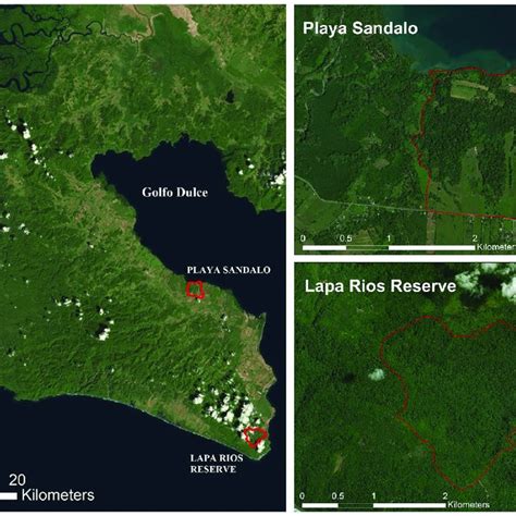 Map of the Osa Peninsula. The map included main settlements ...