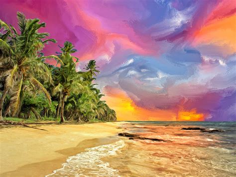 Bali Beach Sunset Painting by Dominic Piperata