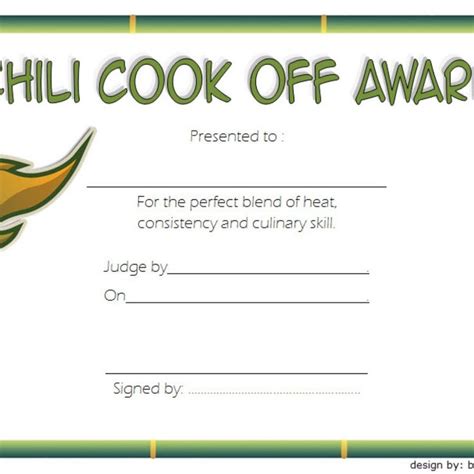 Fascinating Chili Cook Off Award Certificate Template Free Spa Gift ...