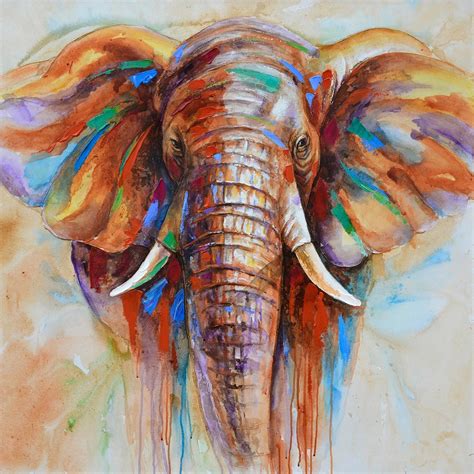 High Quality Wildlife Colorful Elephant Picture Print Canvas Prints Home Decor Picture For ...