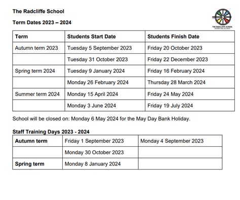 Term Dates — The Radcliffe School