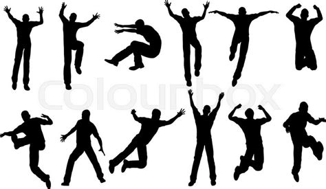 12 Male Jumping poses | Stock vector | Colourbox