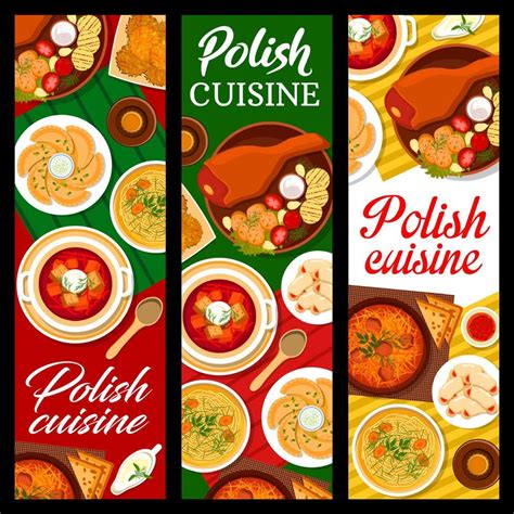 Polish cuisine banners, vegetable, meat, dessert 12682833 Vector Art at Vecteezy