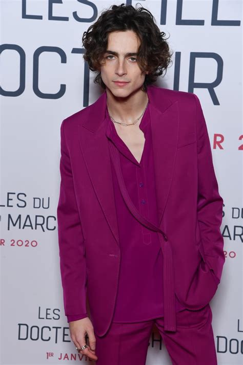 Timothee Chalamet's Raspberry-Colored Suit on the Red Carpet | POPSUGAR ...