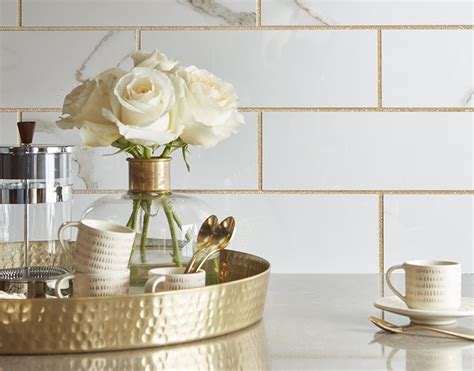 20+ Gold Grout White Tile – The Urban Decor