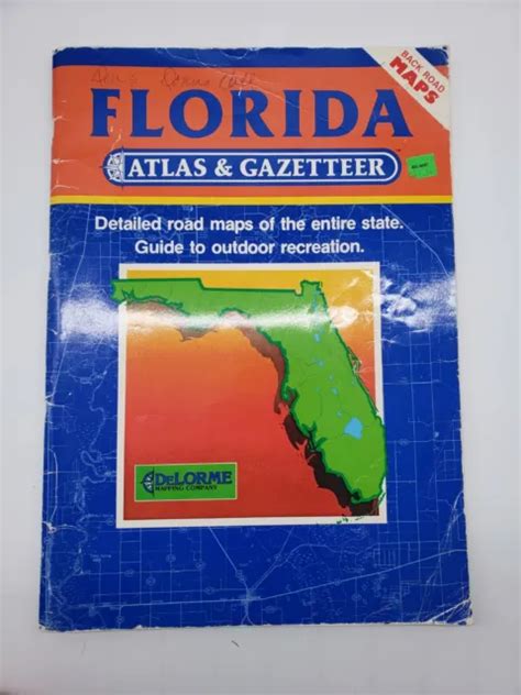 1989 DELORME MAPPING Company FLORIDA Road Atlas Map 15" X 11" - Don ...