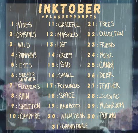 F2U Inktober prompts by plantplague on DeviantArt