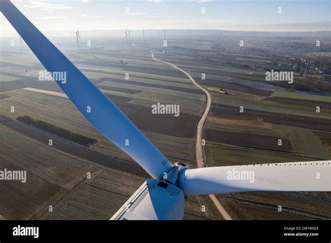 Aerial view of wind turbine Stock Photo - Alamy