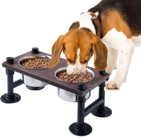 WELLAND Elevated Dog Bowls with 2 Stainless Steel Bowls, Farmhouse ...