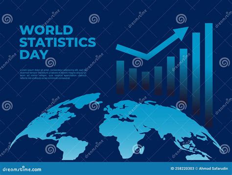 World Statistic Day Background with Earth Map and Graphic on Blue Color ...