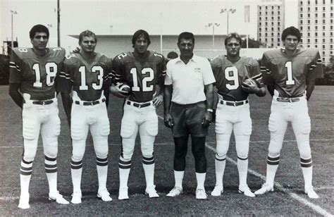 1982 Miami Hurricane quarterbacks Vinnie Testaverde #18, Jim Kelly #12 ...