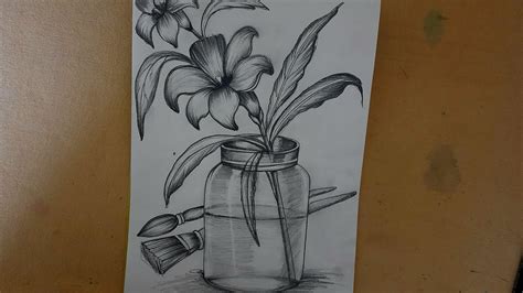 still life pencil shading drawing. still life flowers sketch| beautiful ...