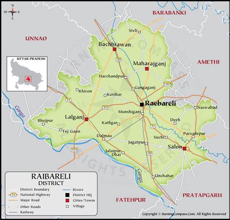 Raebareli District Map HD, District Map of Raebareli HD