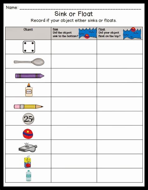 ️Float Or Sink Worksheet Kindergarten Free Download| Gambr.co