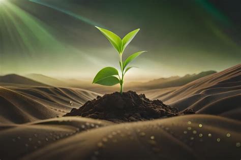 Premium AI Image | a plant grows in the desert.