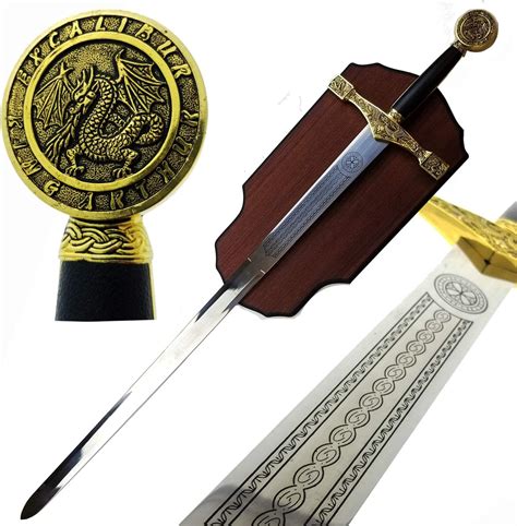 Amazon.com : King Arthur Sword in The Stone: Excalibur Sword with Display Plaque. for Collection ...