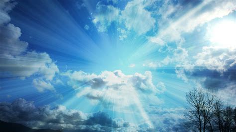 Download Blue Sunshine Cloud Sky Nature Sunbeam HD Wallpaper