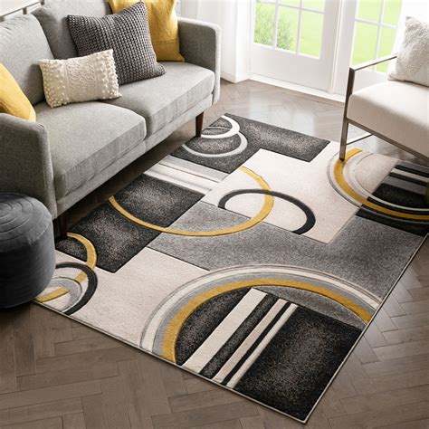 Well Woven Belli Gold Modern Geometric Dots & Boxes Pattern Area Rug - Walmart.com - Walmart.com