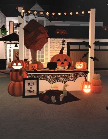 bloxburg halloween 🍁🎃 | Halloween town decorations, Garage halloween party, Halloween table ...