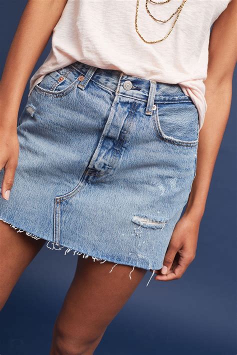 Levi's Distressed Denim Mini Skirt in Blue - Save 8% | Lyst