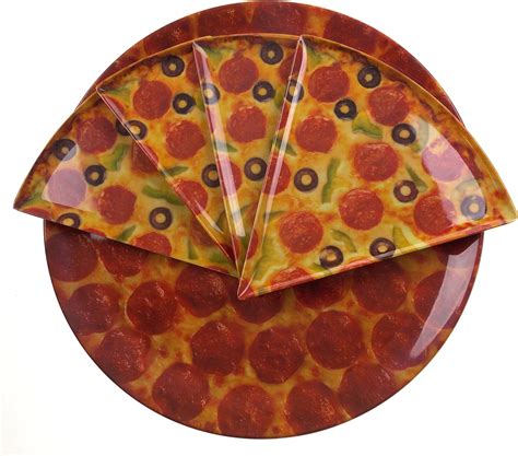 Amazon.com | 14" Pepperoni Pizza Platter Bundled with 4 Pizza Slice Plates: Plates