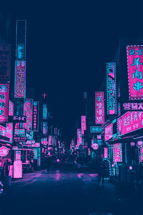 Blue Anime Aesthetic City - Anime Wallpaper HD