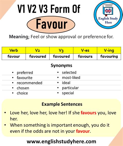 Past Tense of Favour, Past Participle of Favour, V1 V2 V3 V4 V5 Form of ...