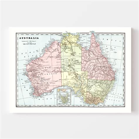 Vintage Map of Australia 1901 by Ted's Vintage Art