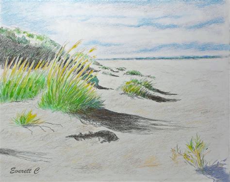 Daily Drawing No. 499. "OBX Sand Dunes." Colored pencil drawing. Re: Just Draw One Thing Today ...