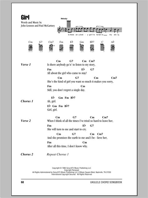 Girl Sheet Music | The Beatles | Ukulele Chords/Lyrics