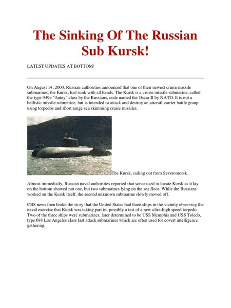 Russian's Submarine Kursk Sinking Issue | Submarines | Torpedo