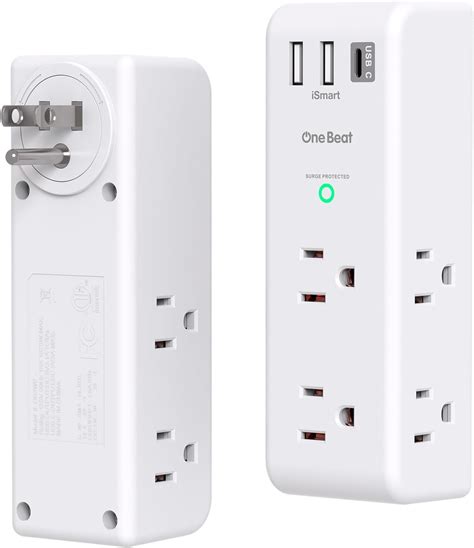 Amazon.com: 2 Pack Surge Protector Outlet Extender with Rotating Plug, 6 AC Multi Plug Outlet ...